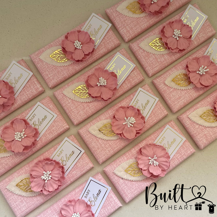 12x Elegant Floral tag chocs