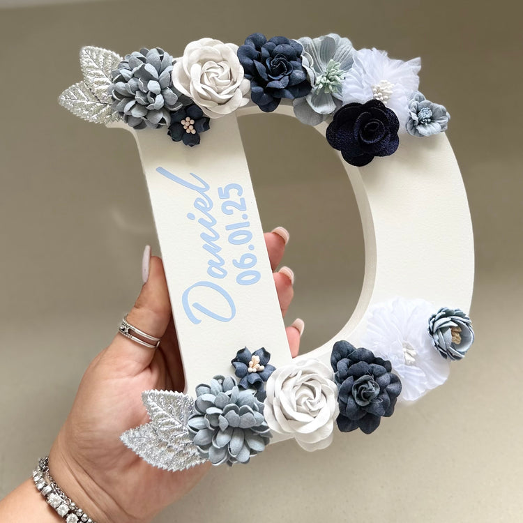 Name & Date personalised floral letter