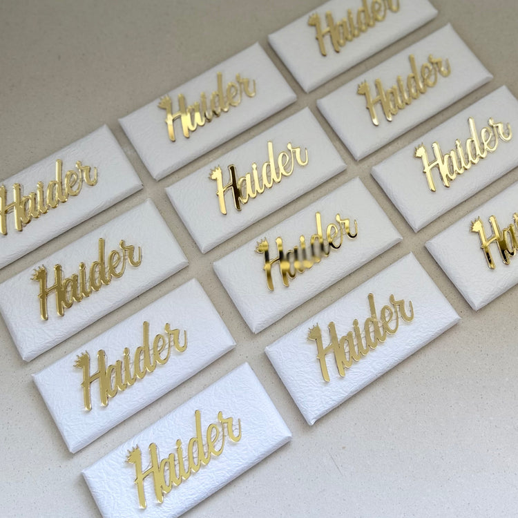 12x White X Gold Name Chocs