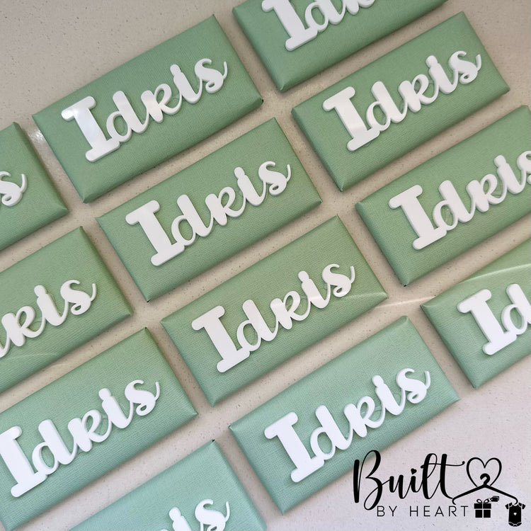 12x Sage X White Name Chocs