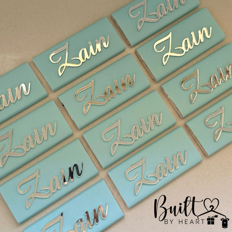 12x Silver Acrylic Name Chocs