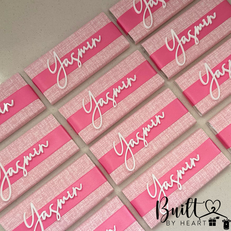 12x pink theme acrylic name chocs