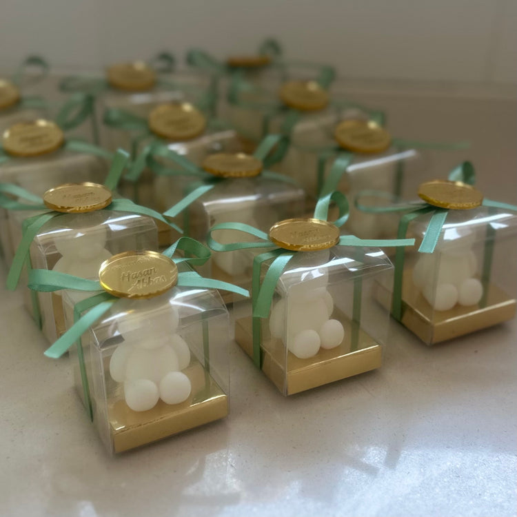 12x sage theme mini bear candles