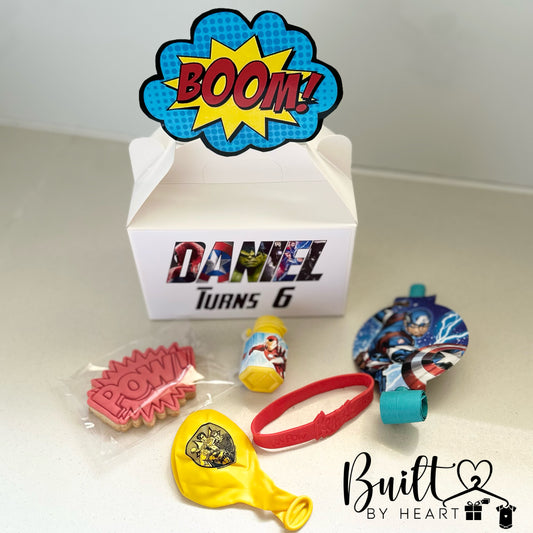 10 x superhero favour boxes