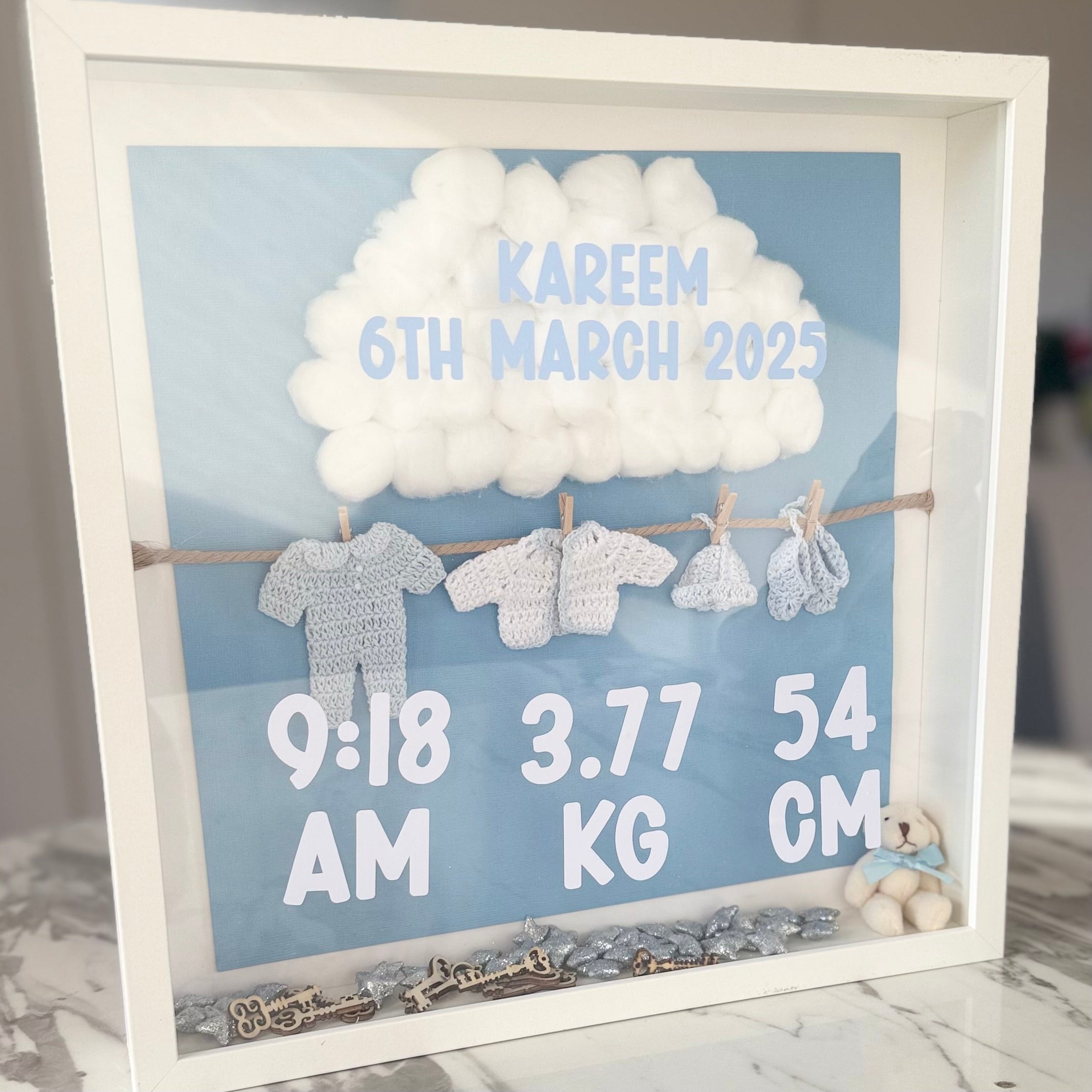 baby boy keepsake frame – built by heart