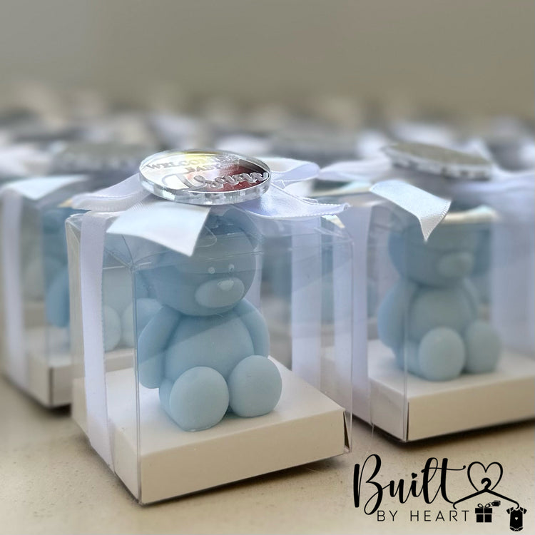 12x blue mini teddy bear candles