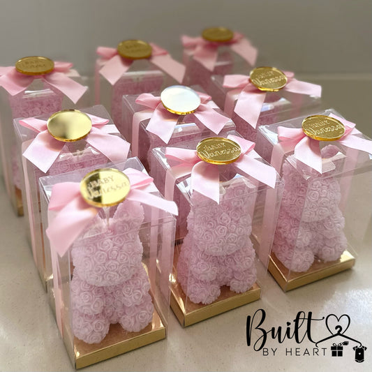 10x rose bear candle favours