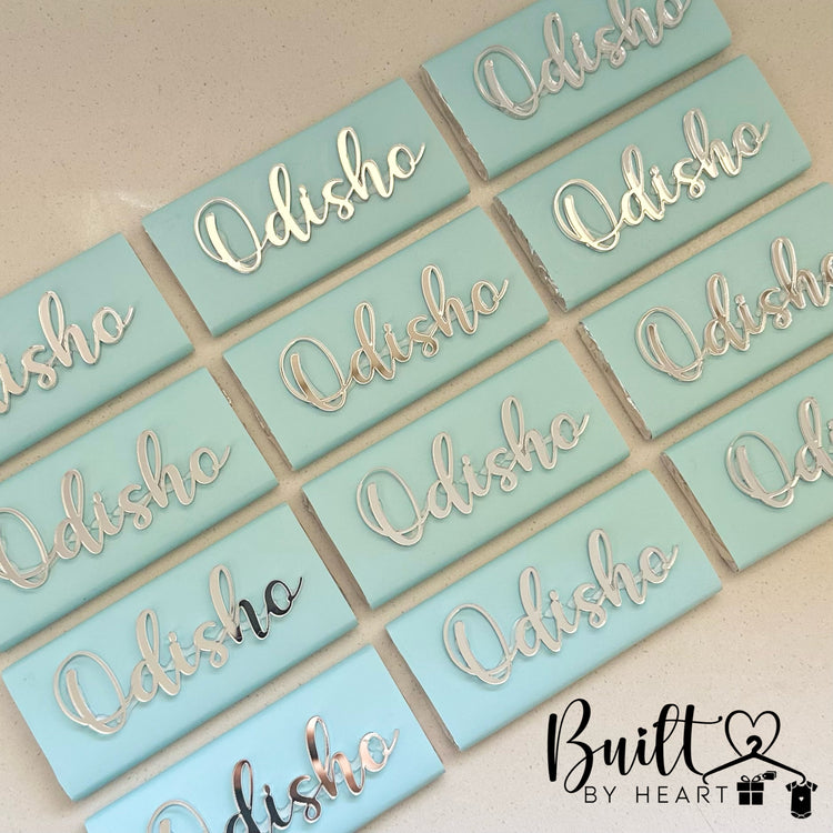 12x Silver Acrylic Name Chocs