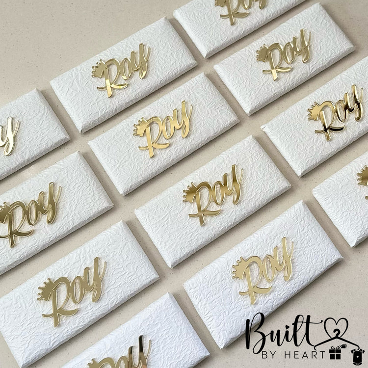 12x White X Gold Name Chocs