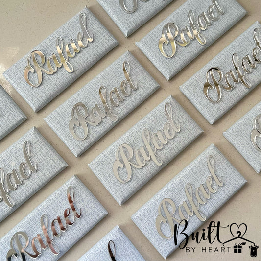 12x Silver Acrylic Name Chocs