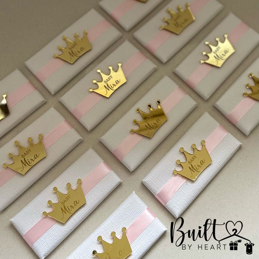 12x Gold Acrylic Crown Chocs