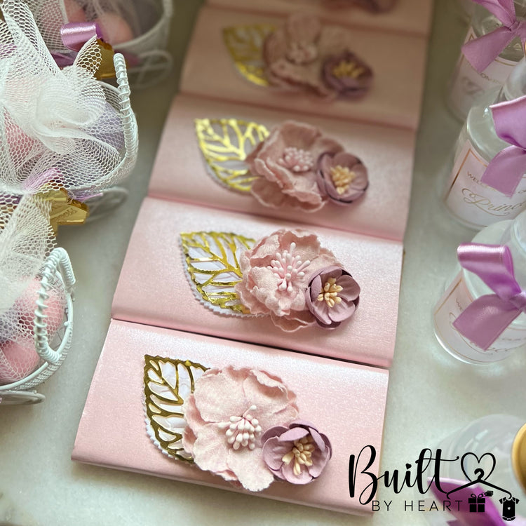 12x Pink/Purple theme floral chocs