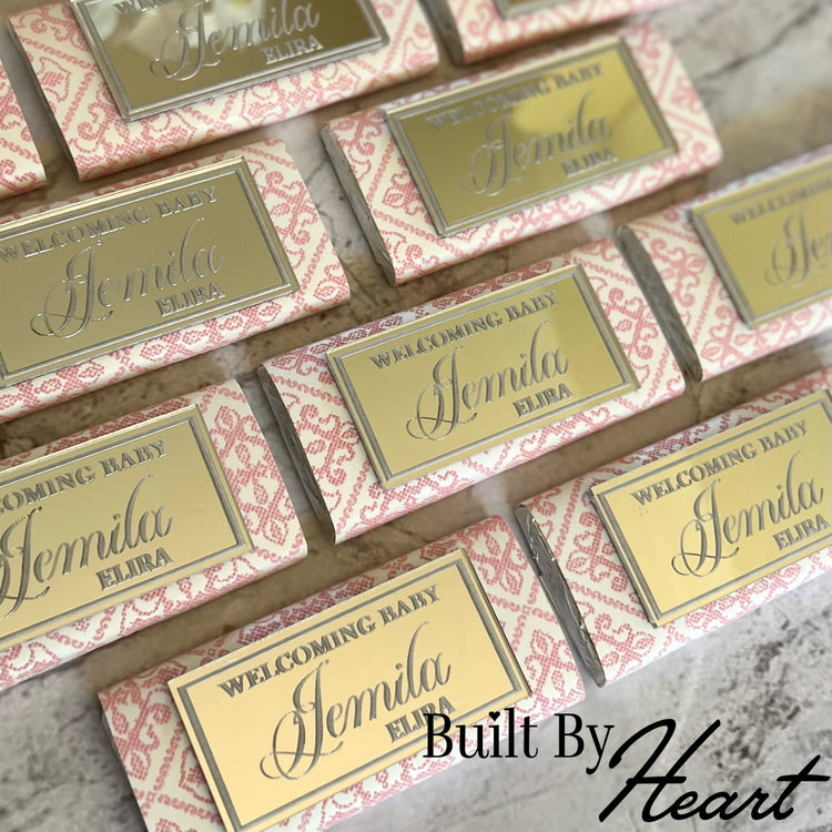 12x pink name plaque chocs