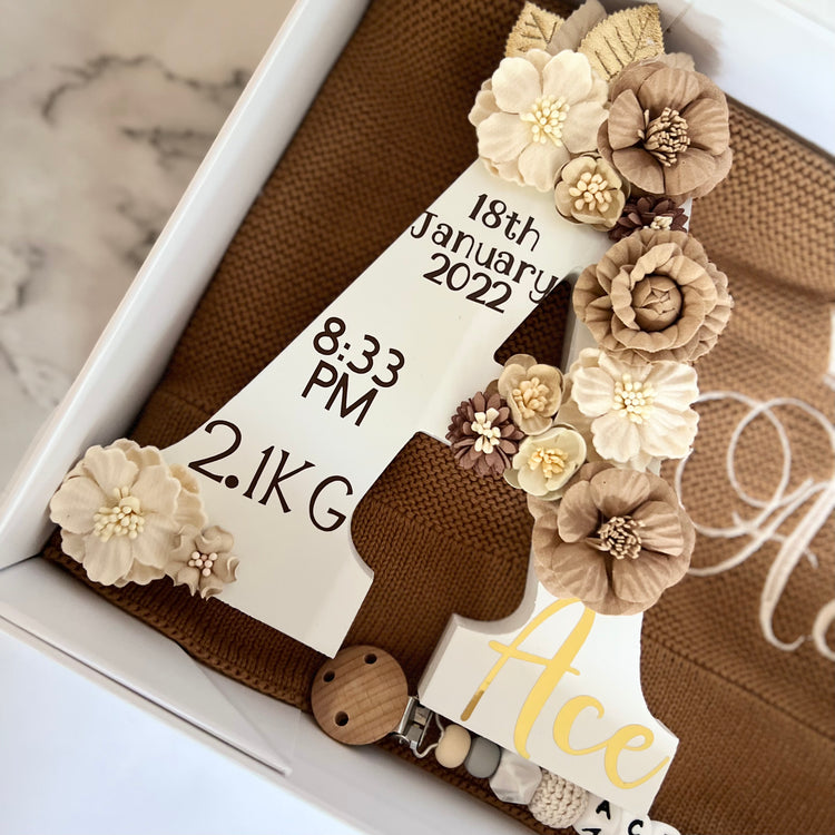 Birth Detail Floral Letter