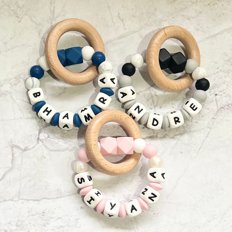 Personalised wooden teething ring