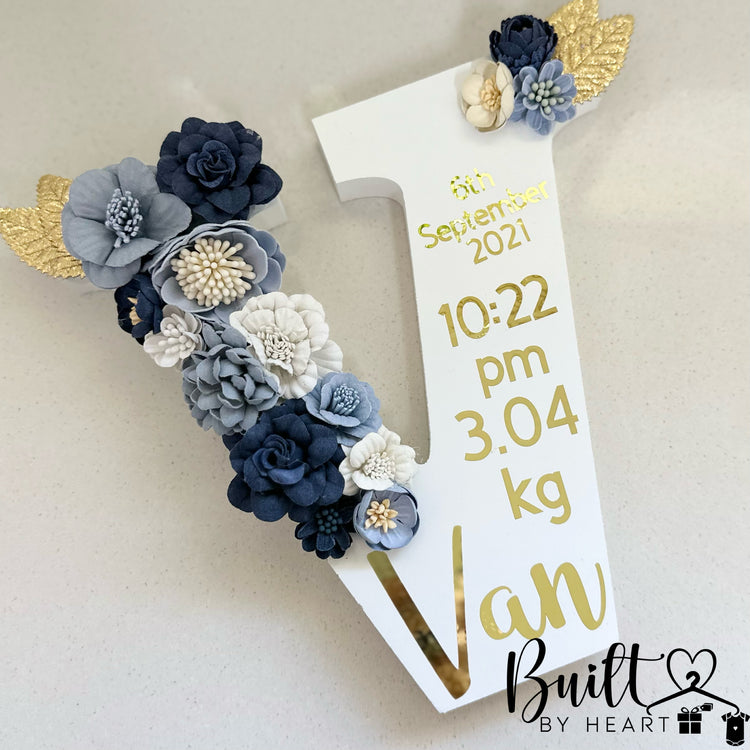 Birth Detail Floral Letter